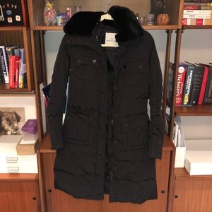 Black Moncler Jacket with Fur collar- great for winter coat!